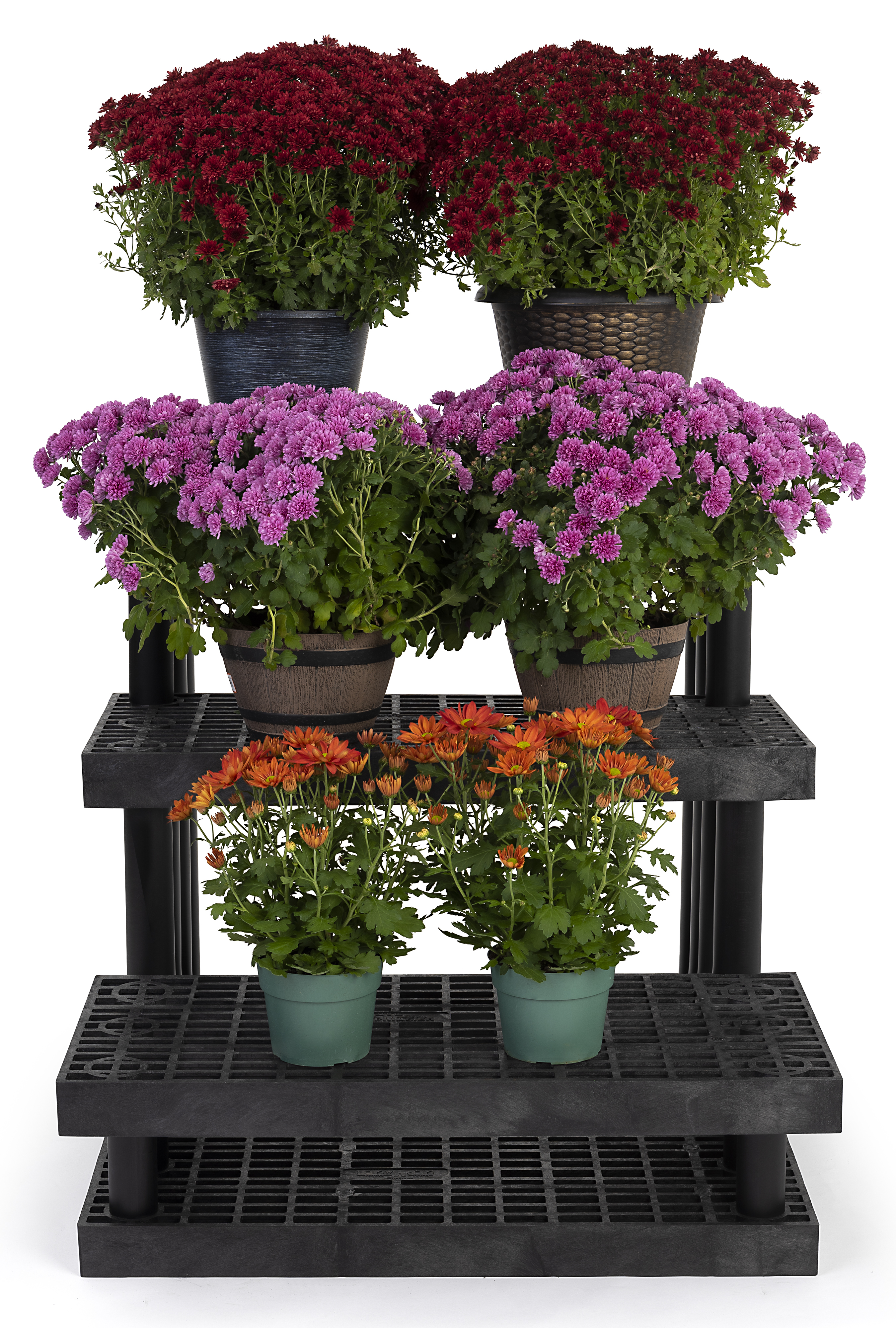 36"w Garden Center Shelving Display, Grid Top, Weatherproof, 3-Tiers - Black - Image 4