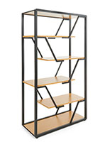 Geometric floor shelf with 6 levels of merchandising