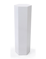 Hexagonal display pedestal with overall height of 42 inches
