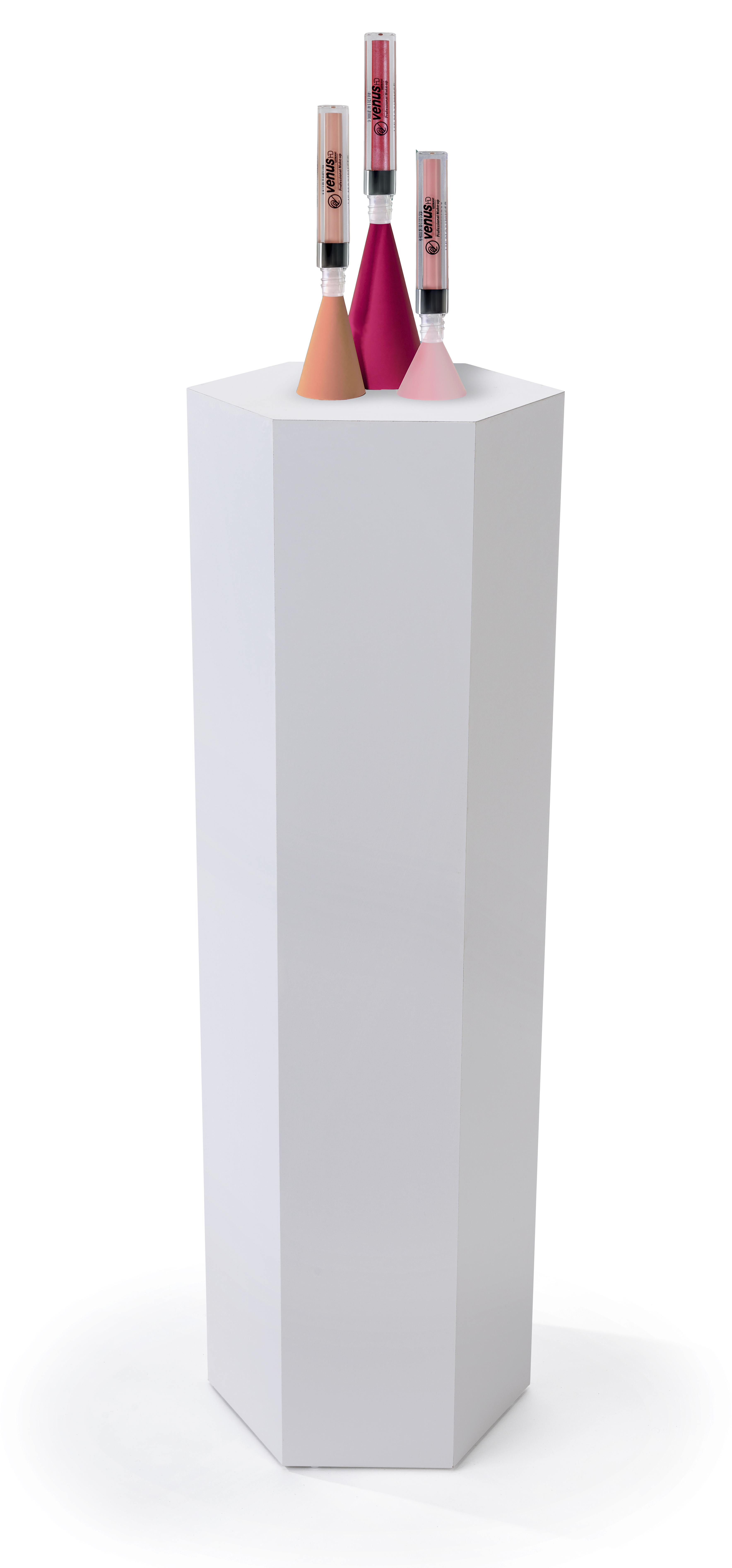 Hexagonal Display Pedestal, Laminated Particle Board, 3 Size Options - White - Image 5