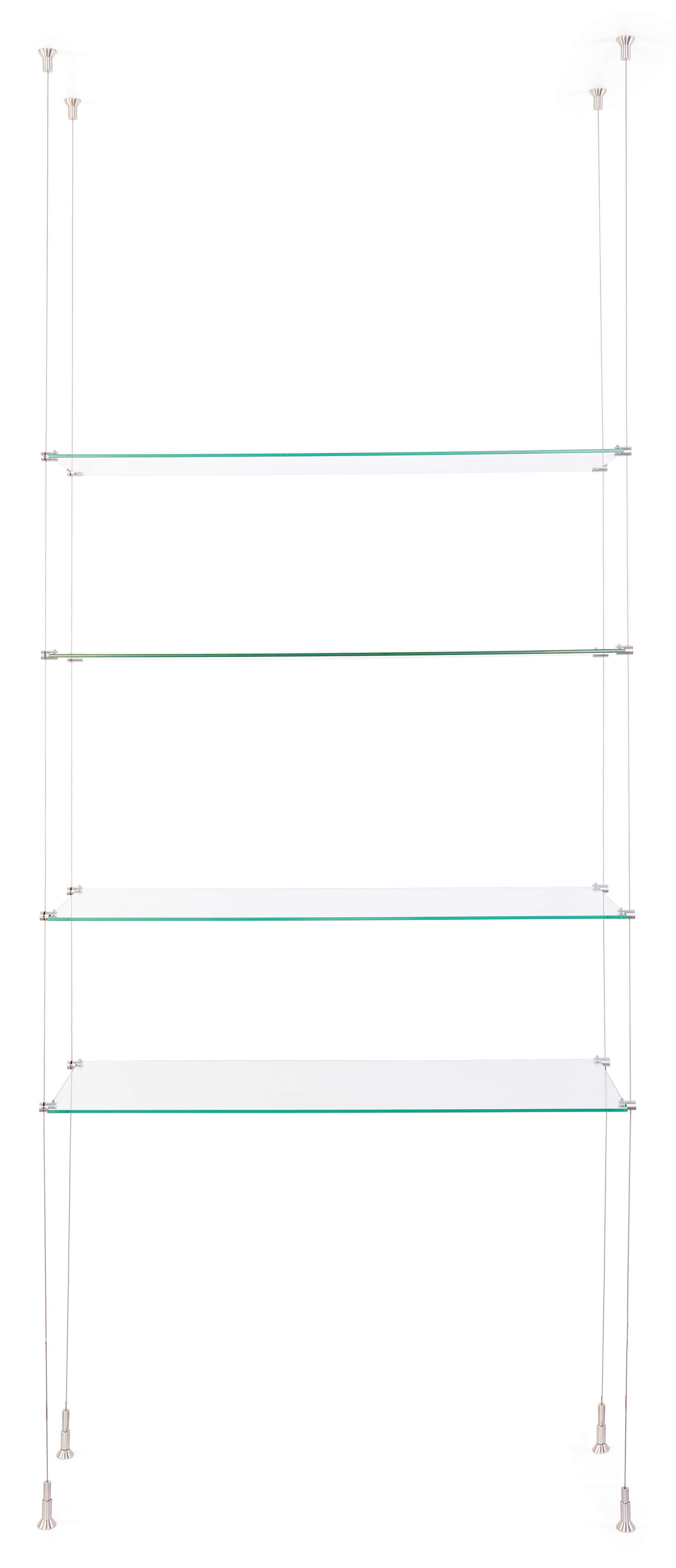 Tempered Glass Shelving with Suspended Cable System, Stainless Mounts - 2 Shelf Sizes - Image 4
