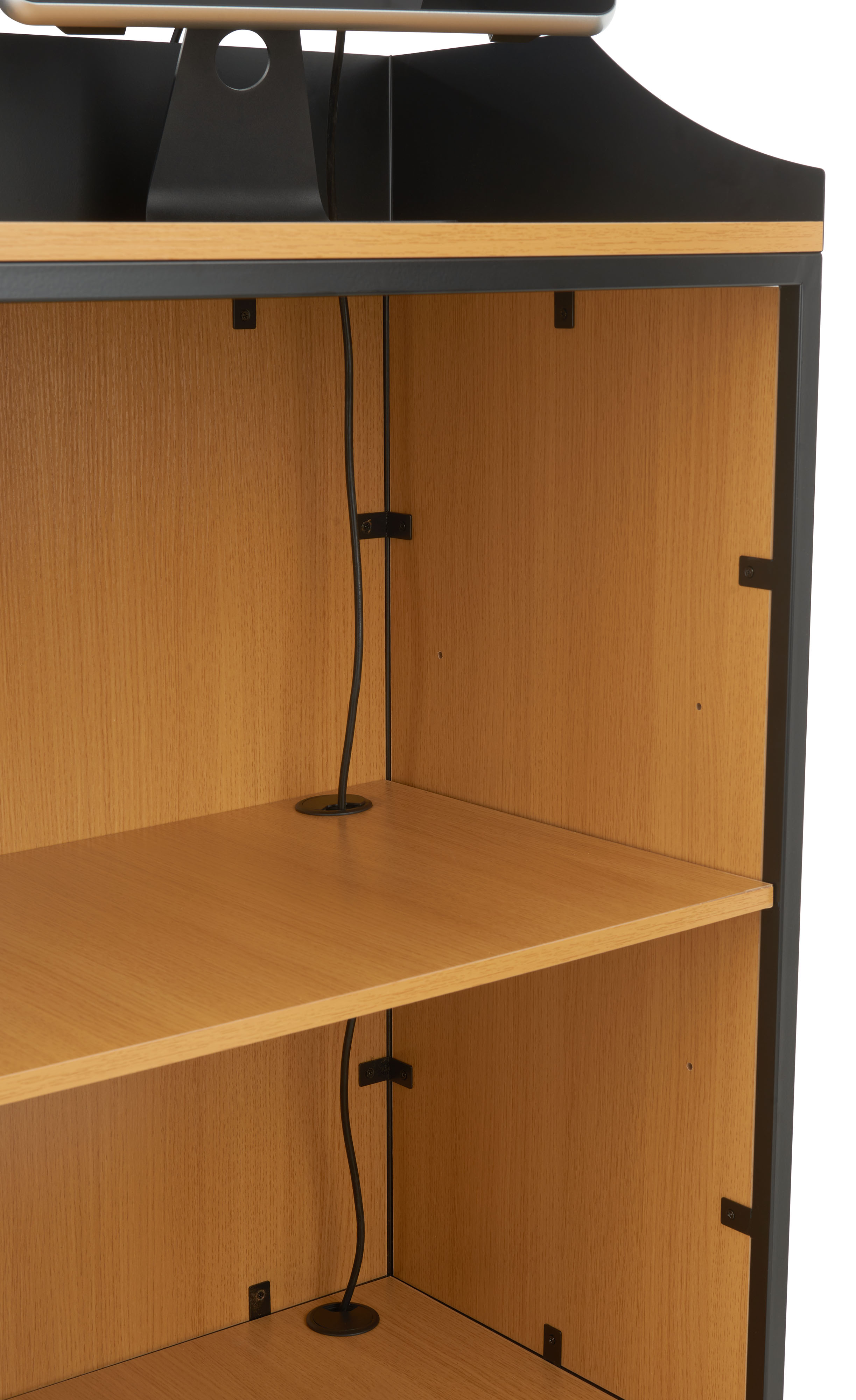48" Cash Wrap with Slatwall Front, Adjustable Shelf, 4 Wheels - Natural - Image 6