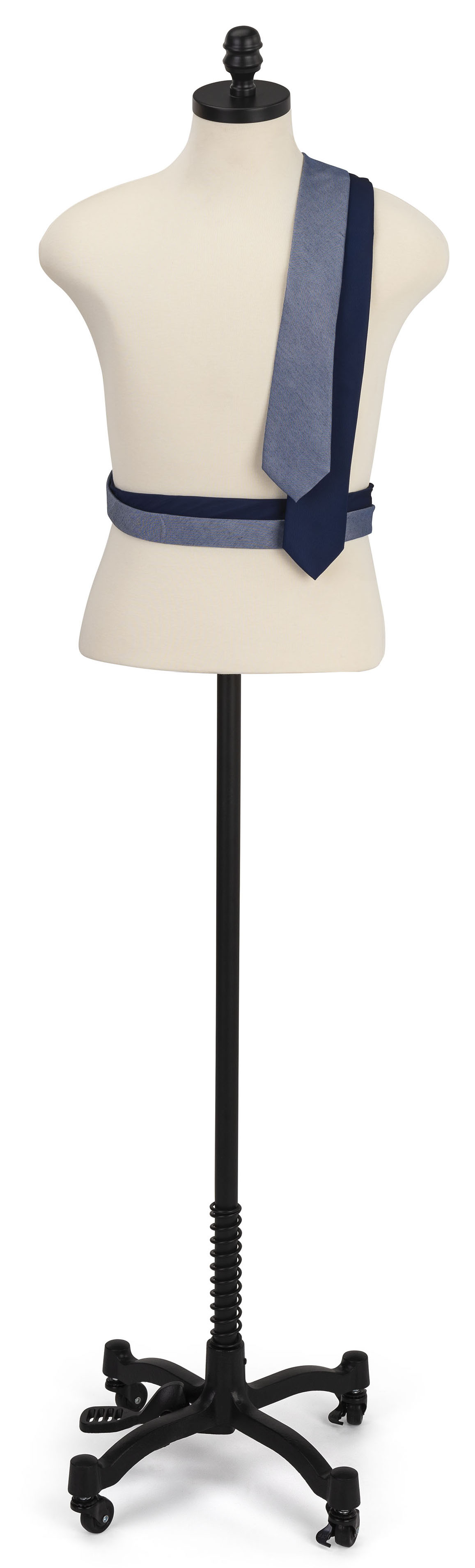 Male Dress Form with Wheeled Base, Adjustable Height - Black - Image 3