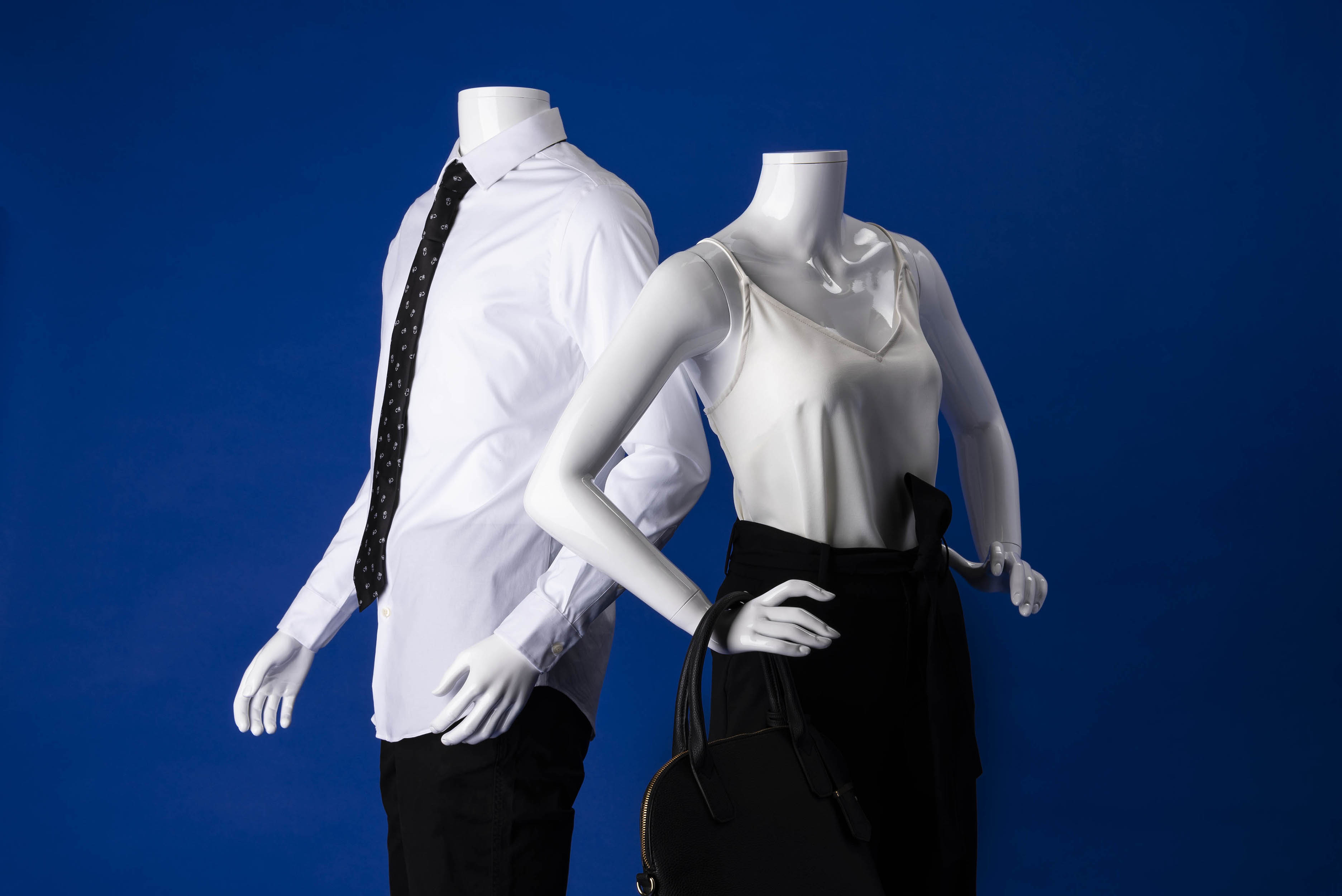 Headless abstract mannequins with glossy white finish