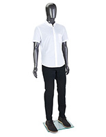 Full body male mannequin with clear tempered glass base 