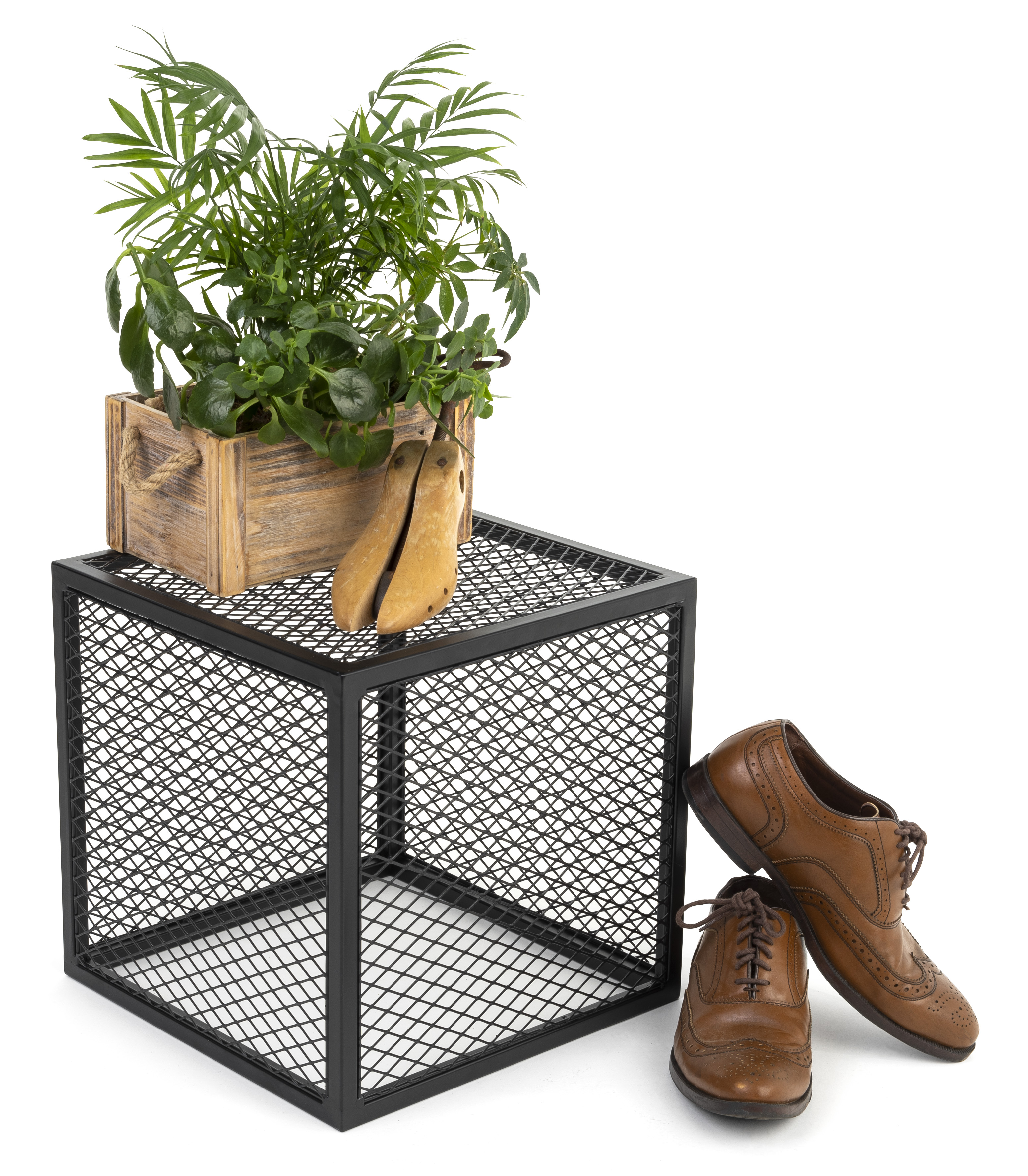 Collapsible Box Riser Rectangular Iron Mesh Riser Box | 14-Inch Cube | Displays2Go