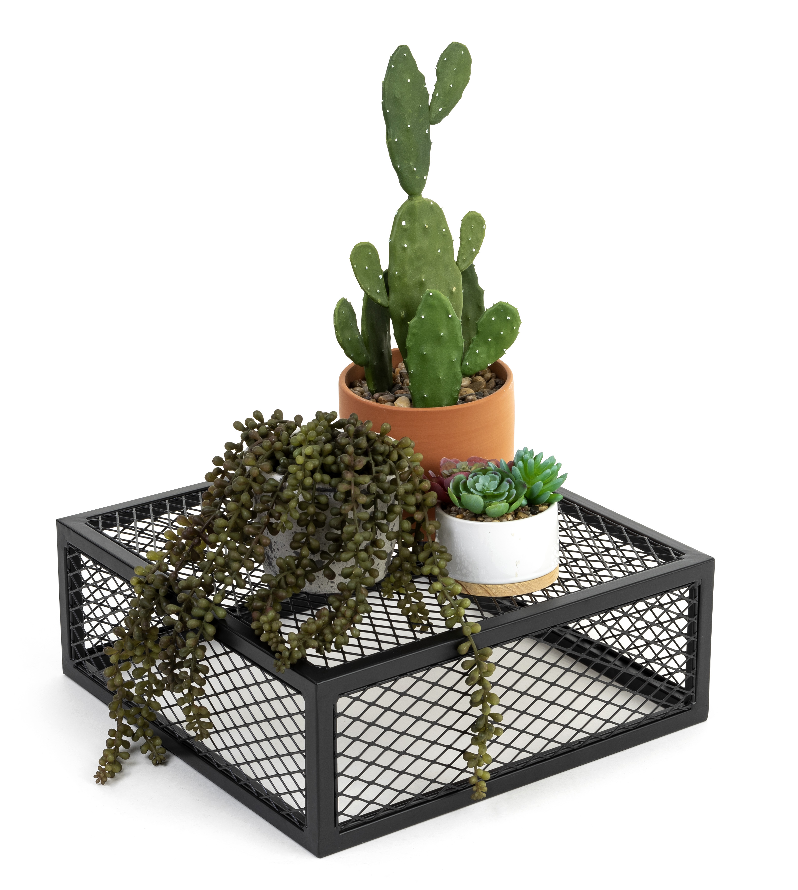 Stackable Wire Mesh Pot Risers Iron Mesh Cube Storage Riser | Black Powder Coated Iron | Displays2Go