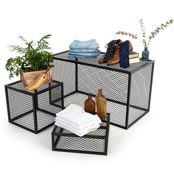 These Iron Metal Mesh Retail Risers Can be Paired Together for an Impactful Retail Display