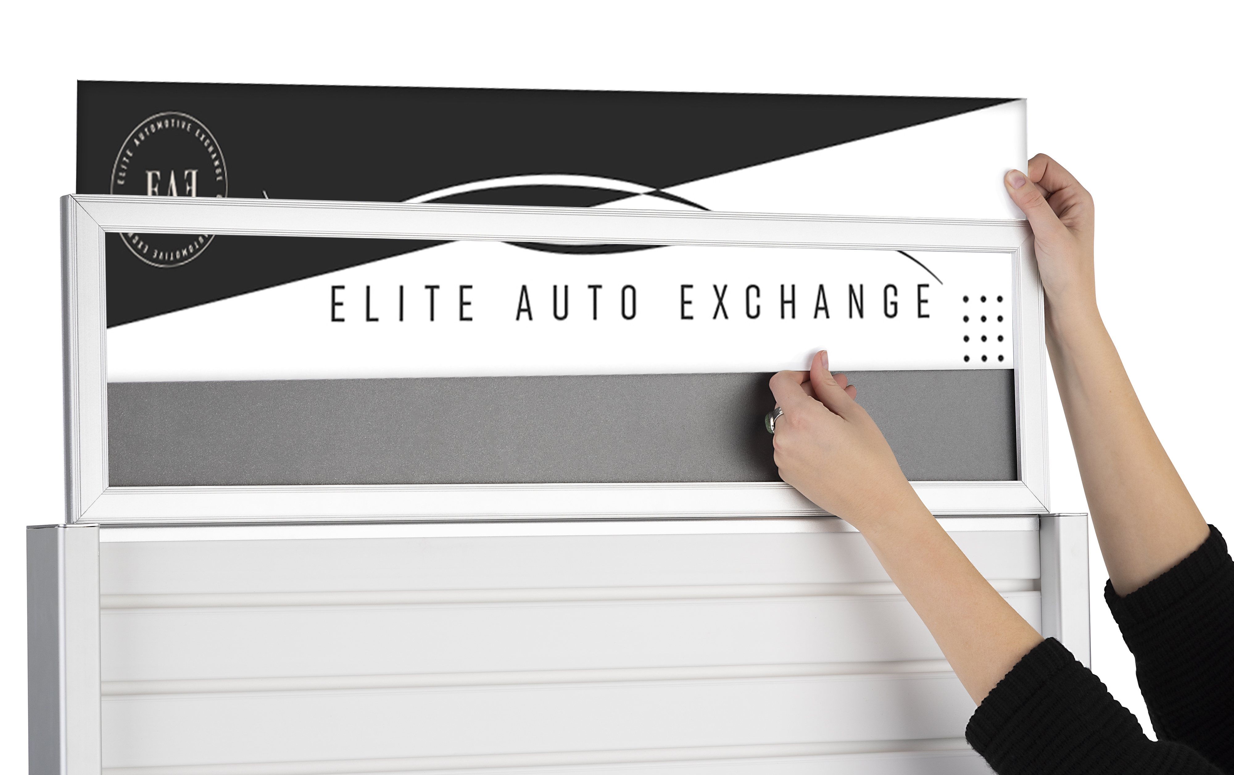 32.5" W x 79" H Mobile Slatwall Display w/ Double-Sided Design and Sign Frame - White - Image 5
