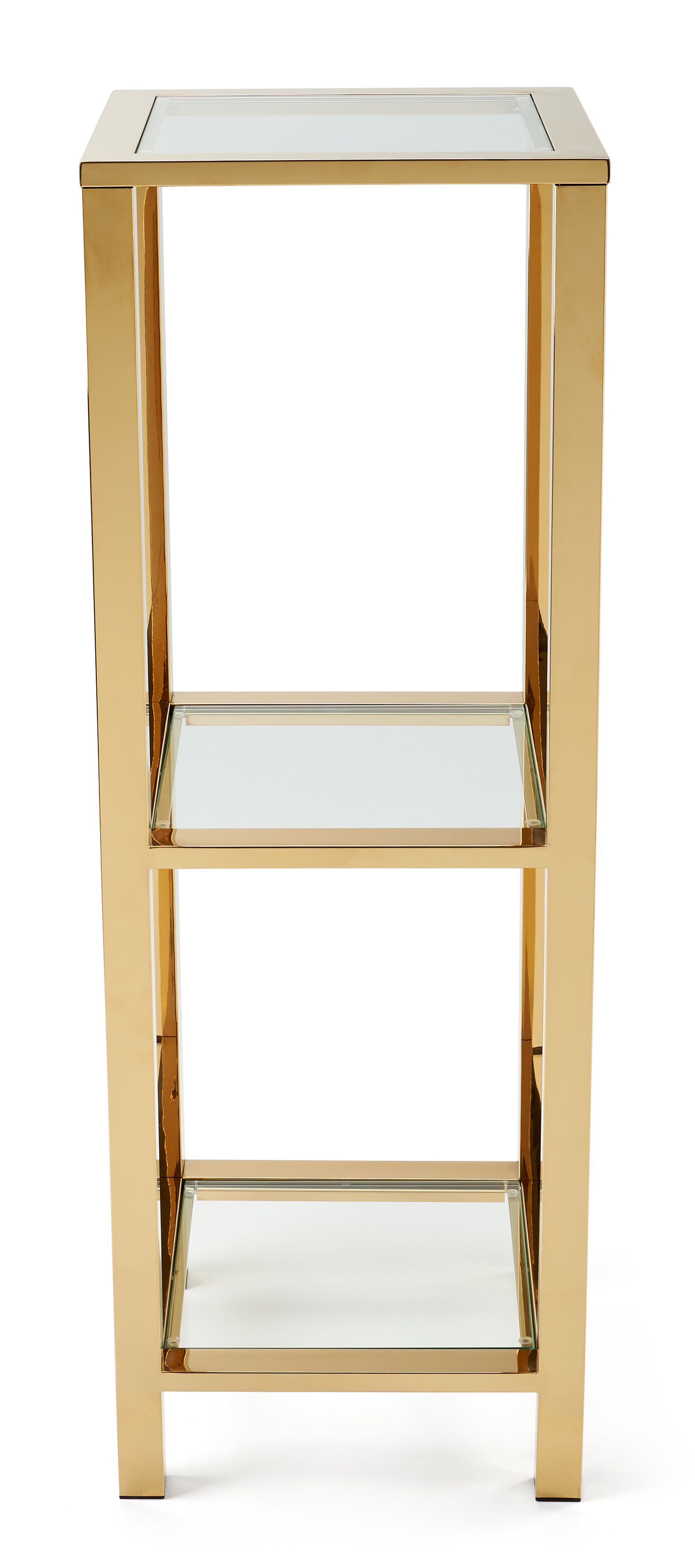 16" W x 46" H Tiered Retail Display, Stainless Steel and Tempered Glass - Gold - Image 3