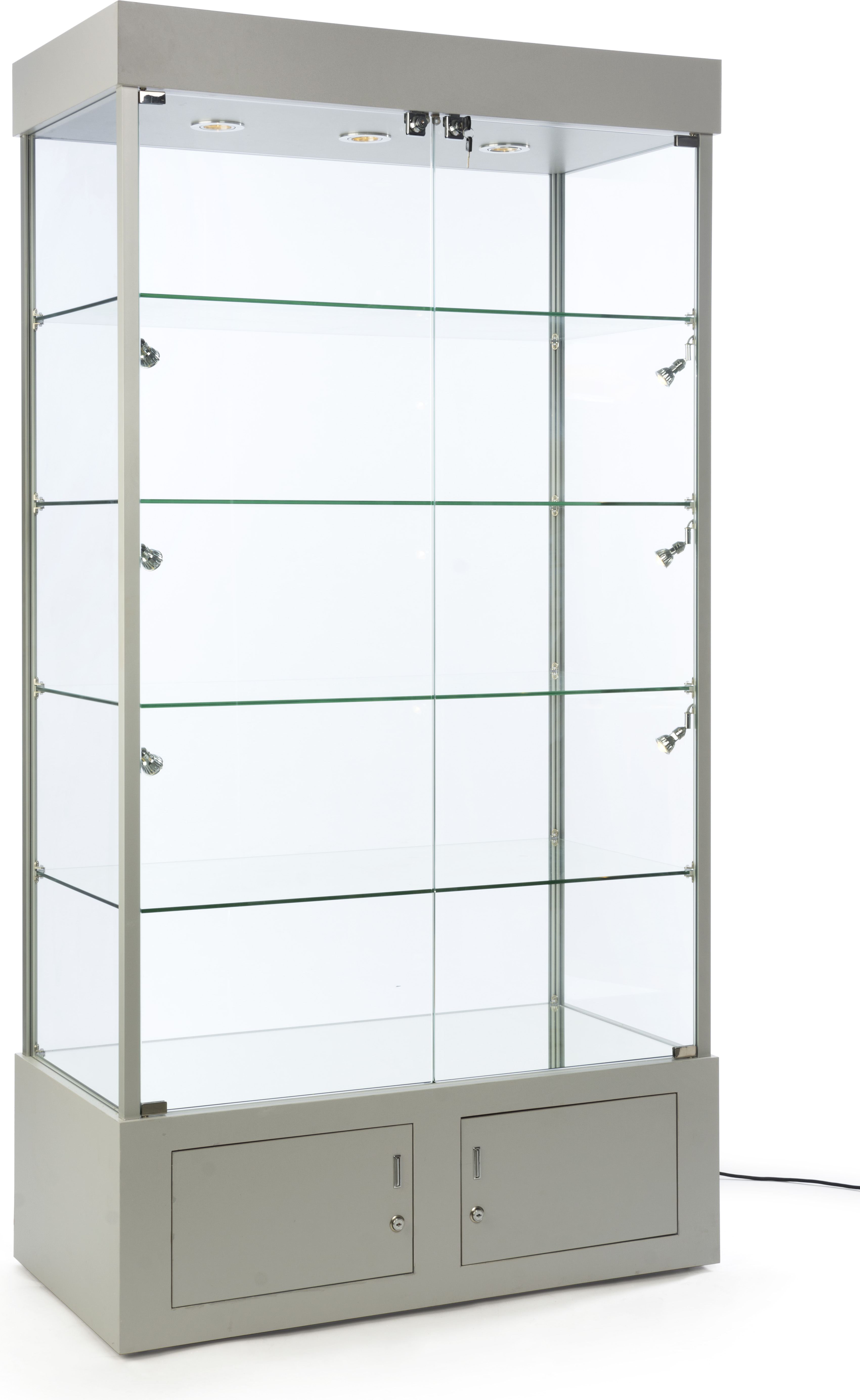 Silver Display Case with Mirrored Bottom | Base Storage | Displays2Go