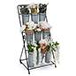 3-layer flower bucket rack with rustic galvanized design