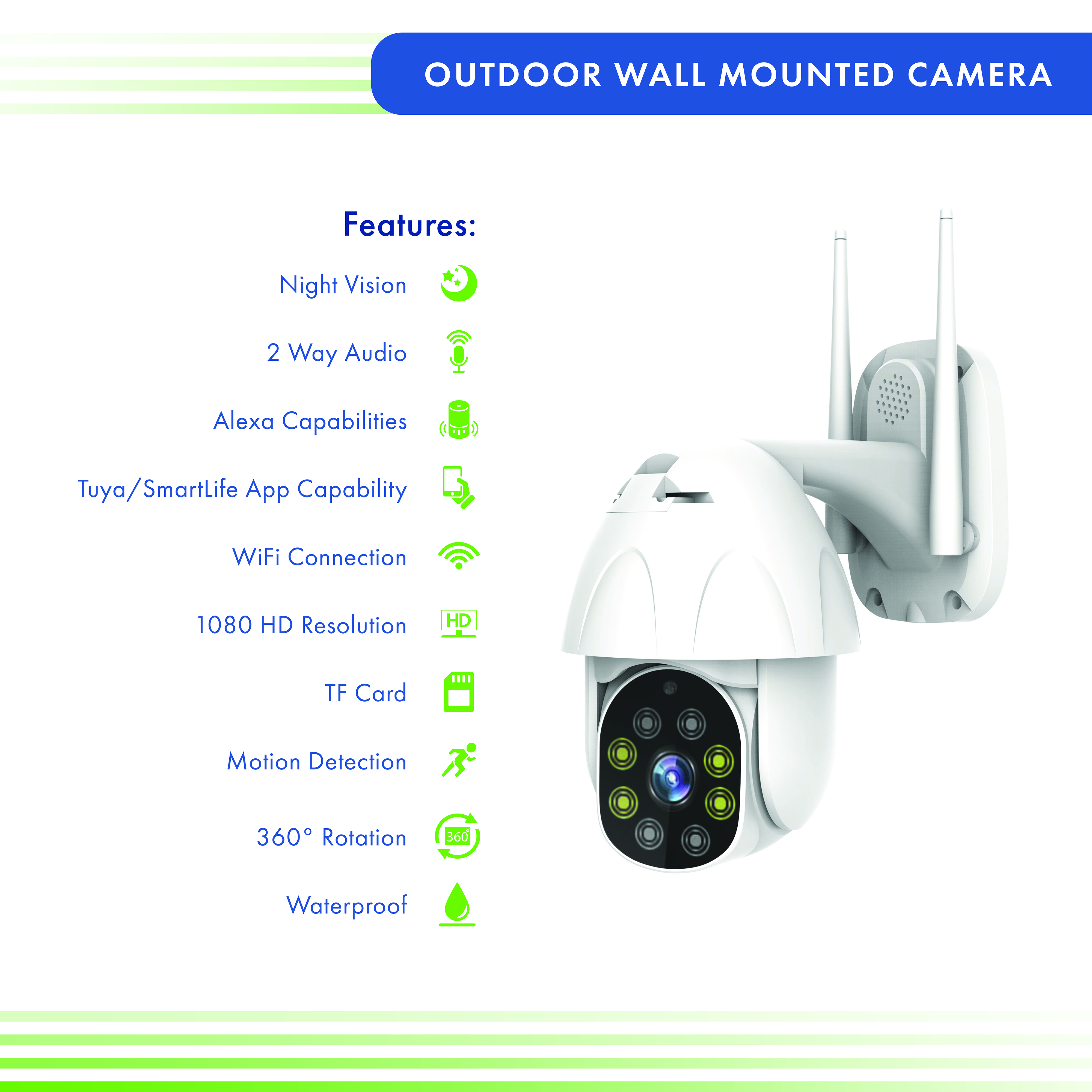 Rotating Smart Security Camera | Tuya Smart or Smart Life App | Displays2Go