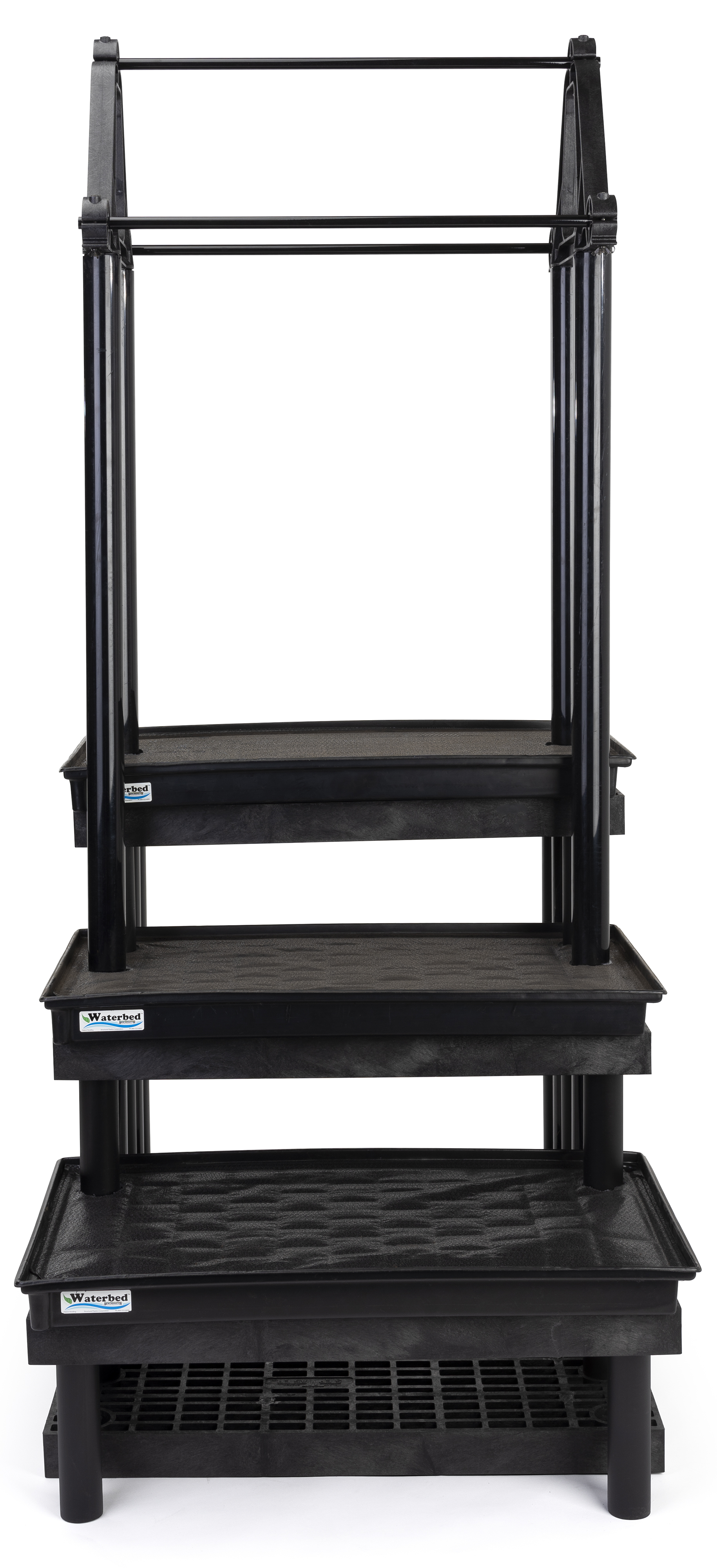 36"w Garden Center Shelving Display, WaterBed™ Trays, Plant Hanger, 3-Tiers - Black - Image 3