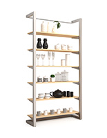 Wall mounted display with silver frame
