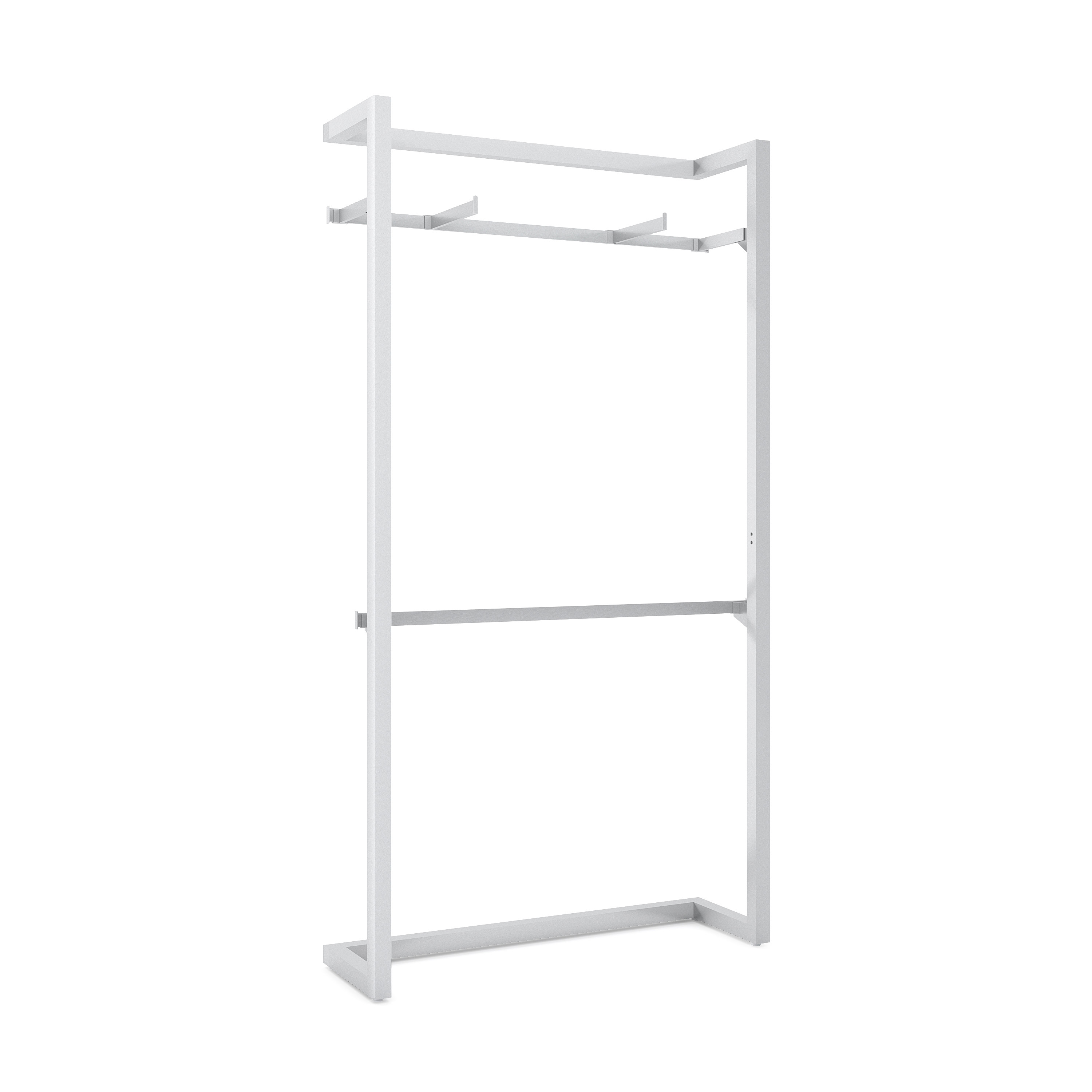 Clothing Wall Display with Hang-Rail and Two 12" Faceouts - Chrome - Image 2