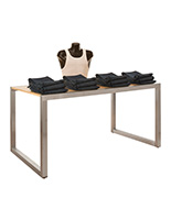 Retail  table with satin chrome base