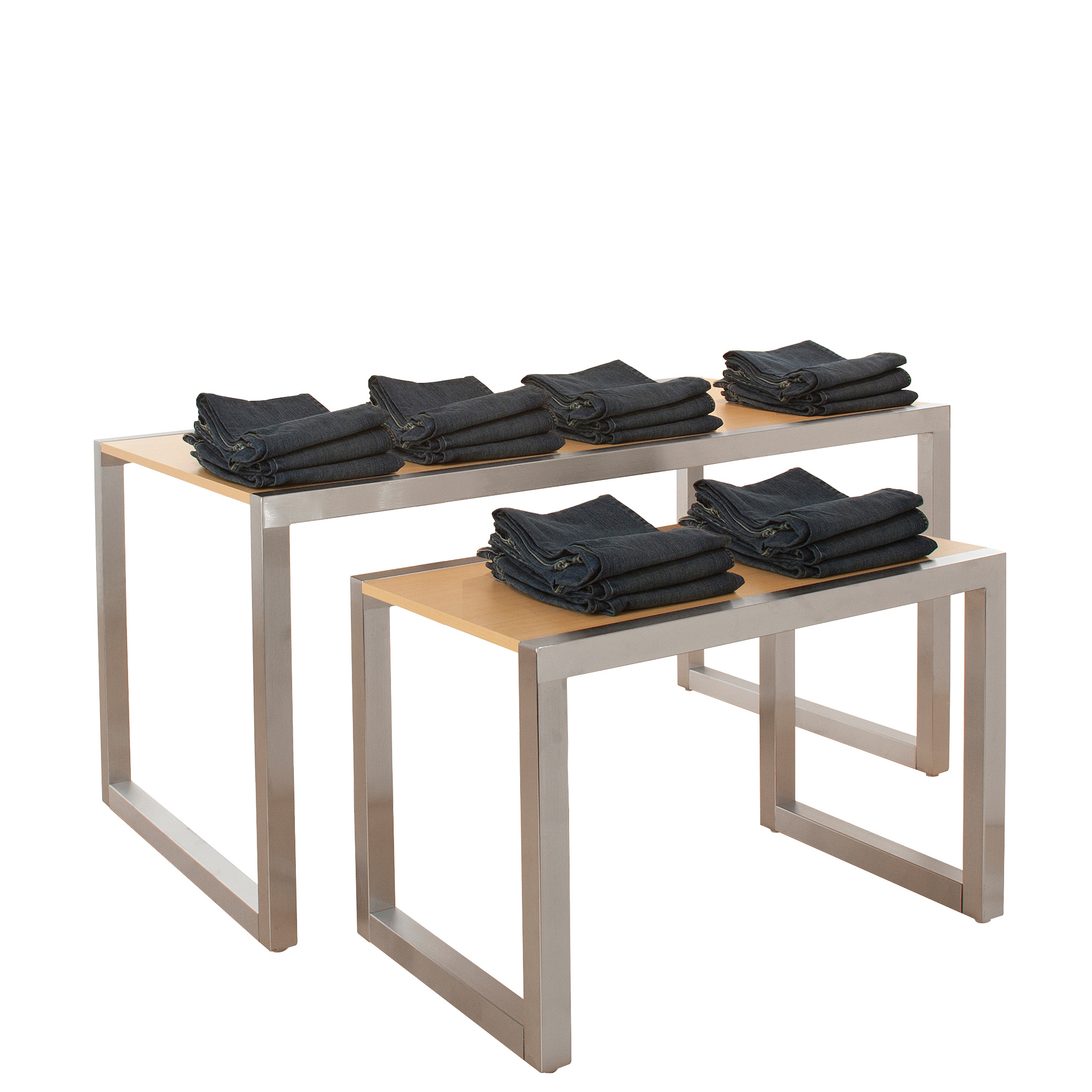 Retail Table with Satin Chrome Finish, and Adjustable Floor Levelers - Maple - Image 2