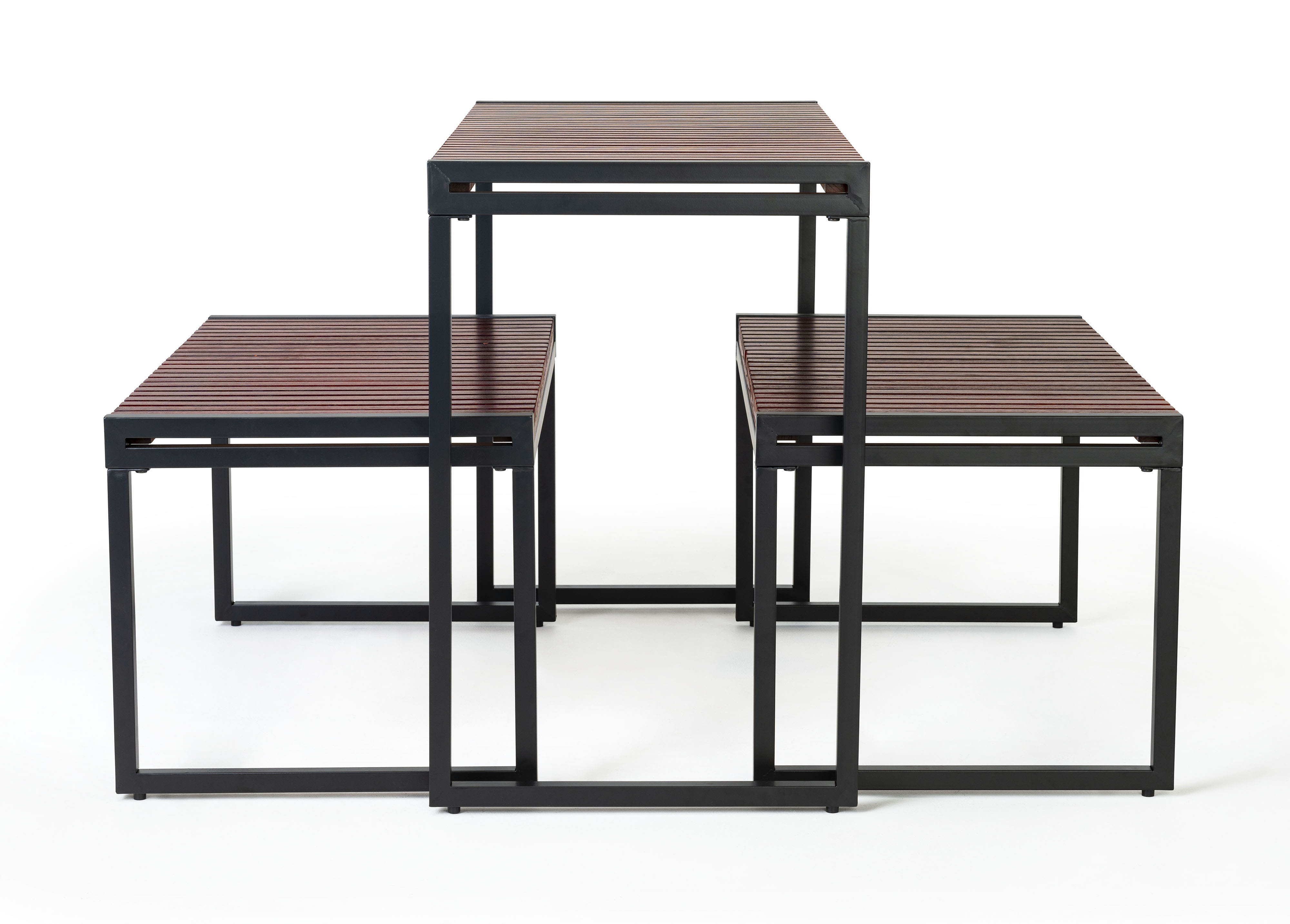 Wooden Nesting Display Tables, Rectangular, Set of 3 – Dark Brown - Image 3