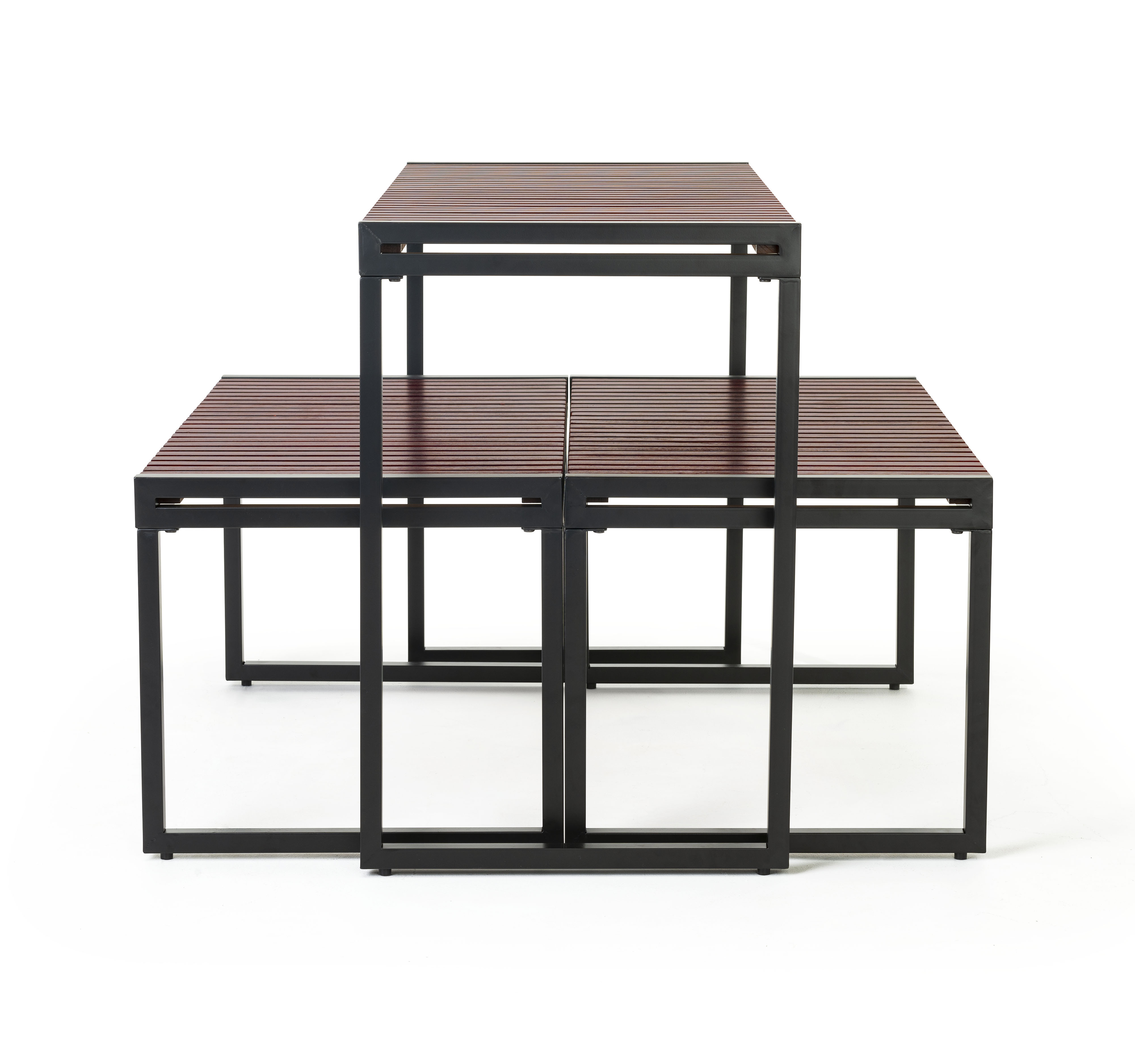 Wooden Nesting Display Tables, Rectangular, Set of 3 – Dark Brown - Image 4