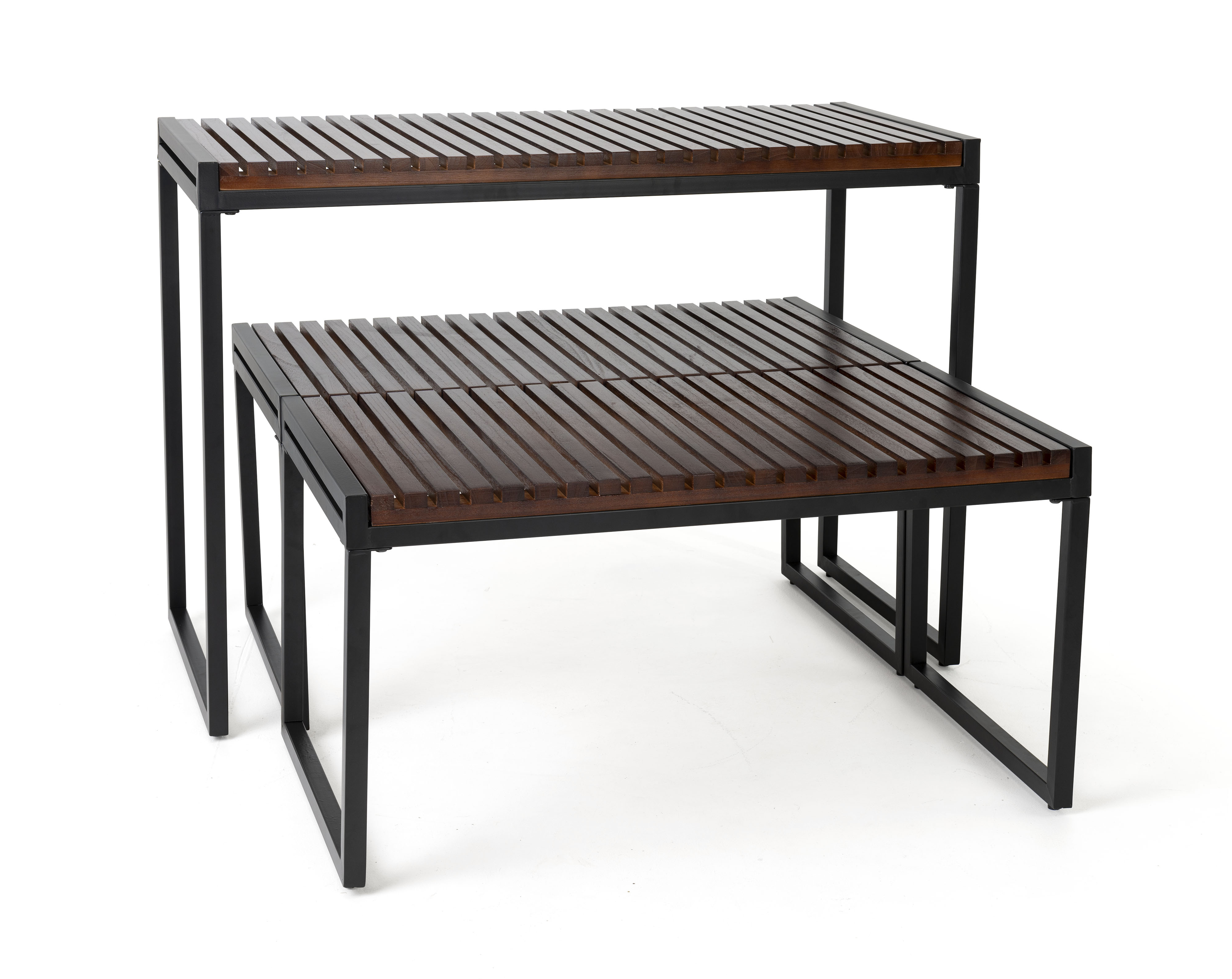 Wooden Nesting Display Tables, Rectangular, Set of 3 – Dark Brown - Image 5