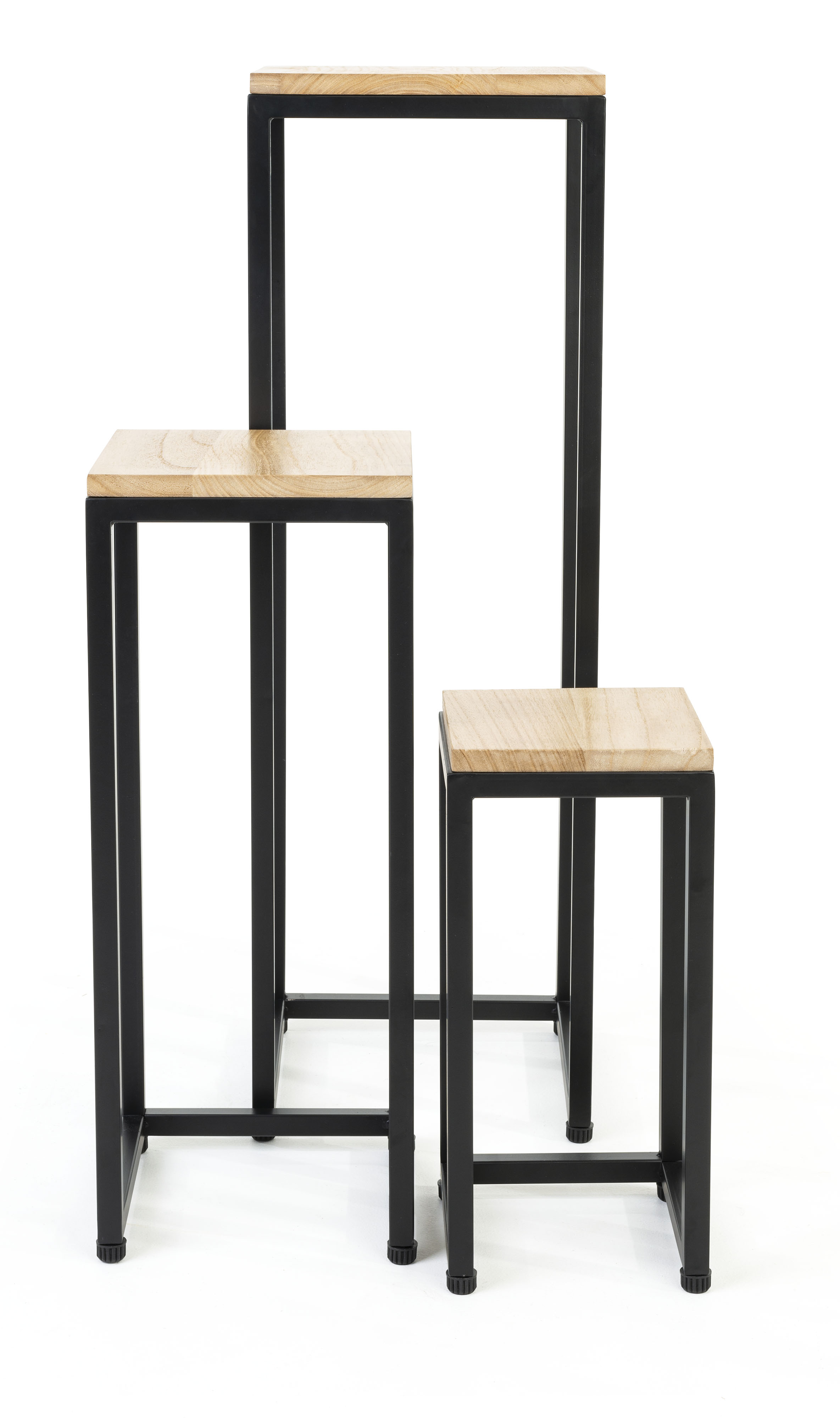 Wood Nesting Display Tables, Square, Set of 3 – Dark Brown Finish - Image 2
