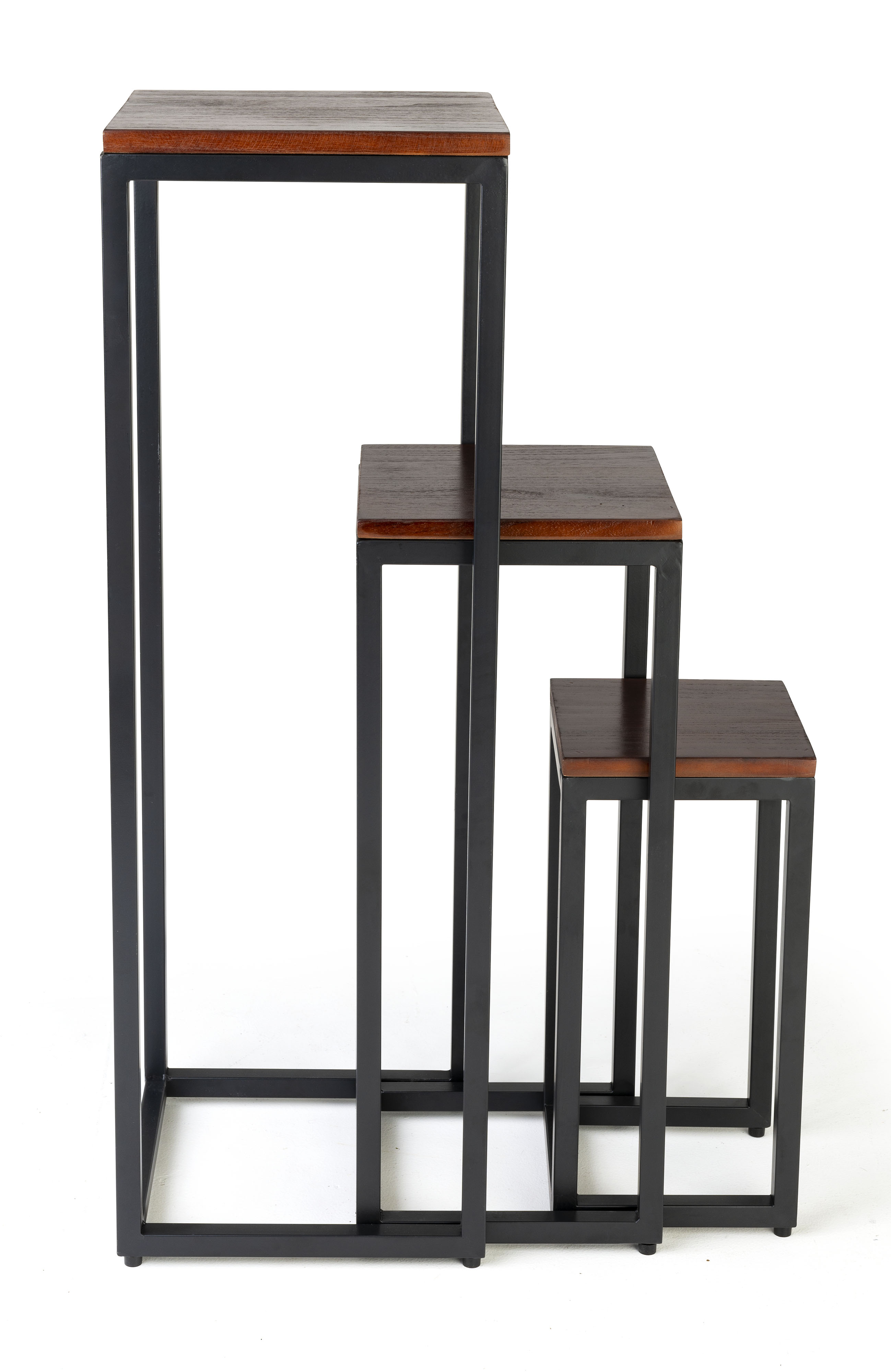 Wood Nesting Display Tables, Square, Set of 3 – Dark Brown Finish - Image 3