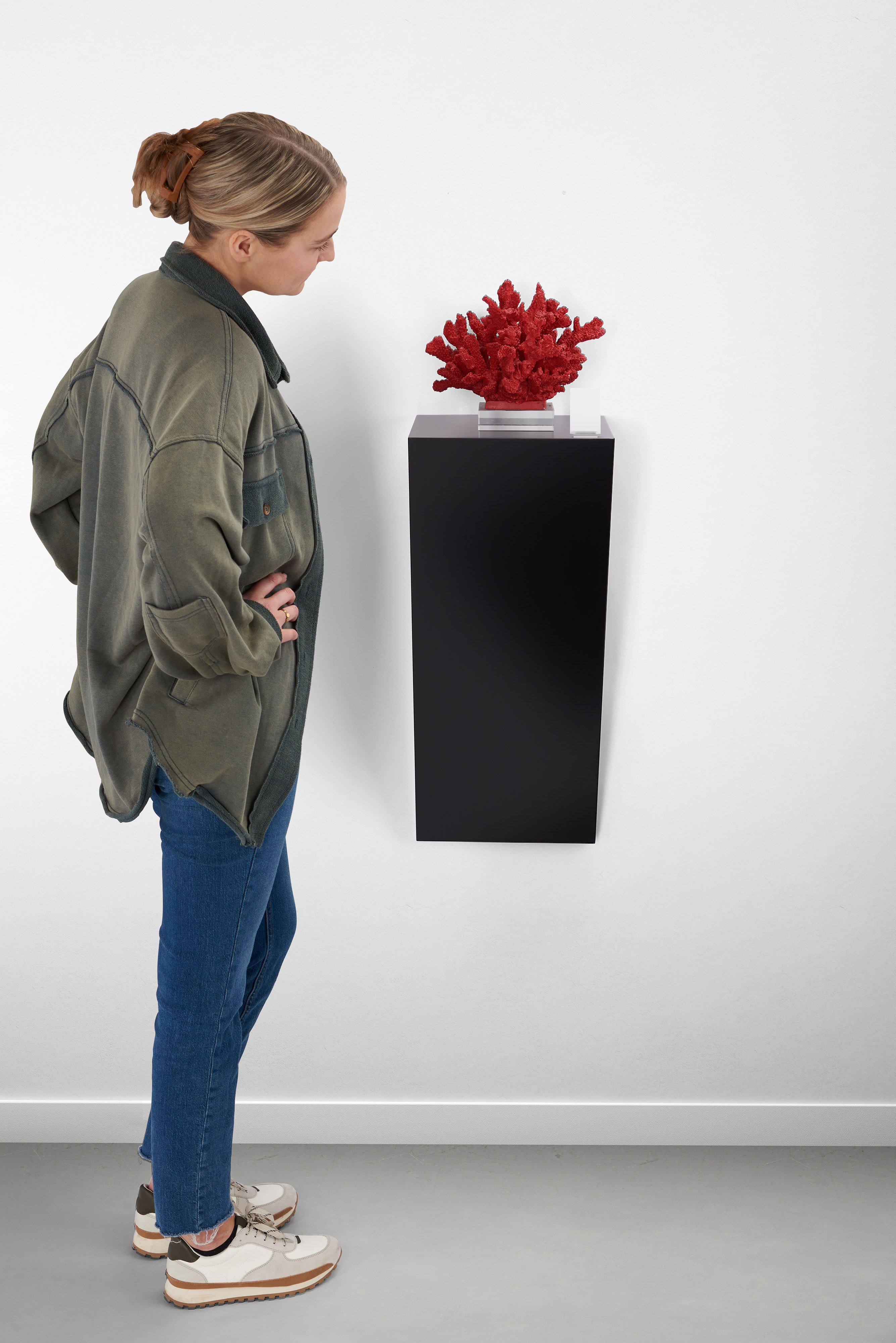 28h x 12w Wedge Pedestal Display, Wall Mounted Design, Laminated MDF - White or Black - Image 8