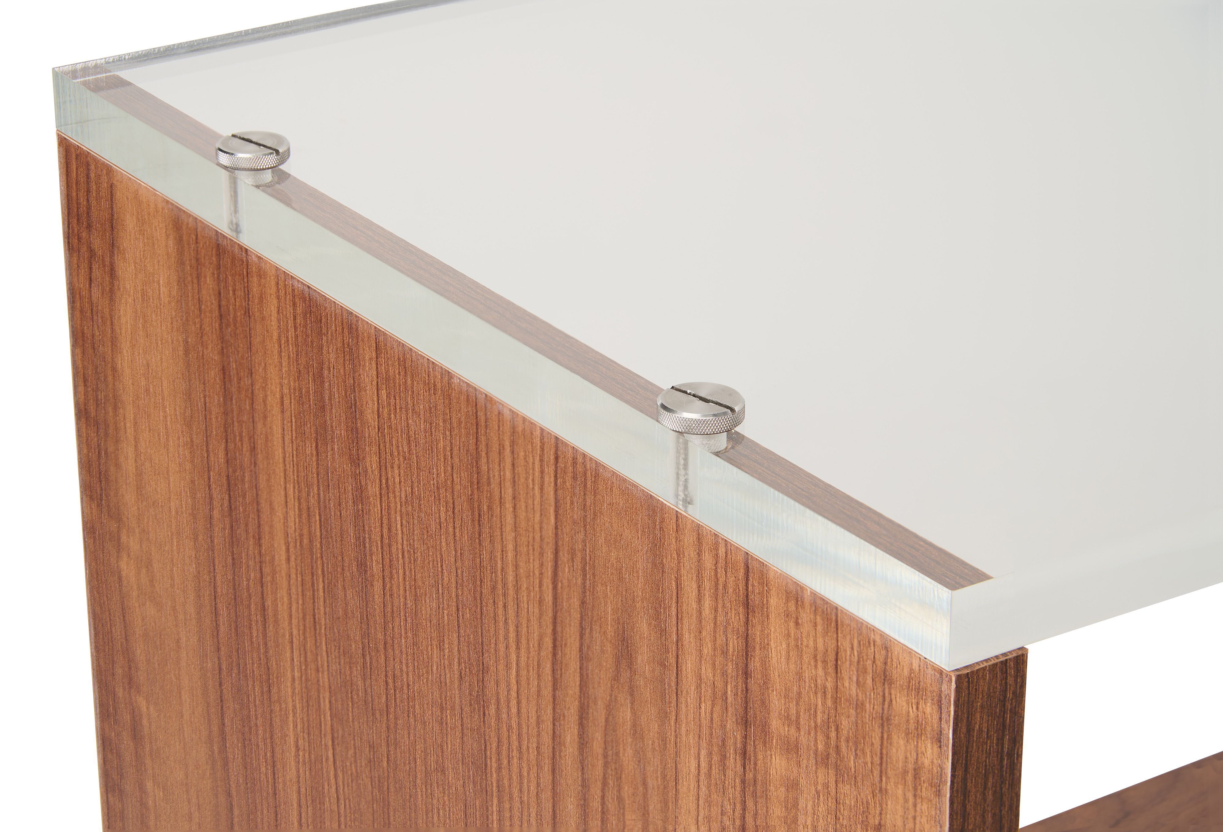 36"h Shelving Display w/ 3 Tiers, Recycled Acrylic, Eco-Friendly - Walnut - Image 4
