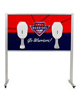 Multi-dispenser sanitizer stand with graphics and outdoor design