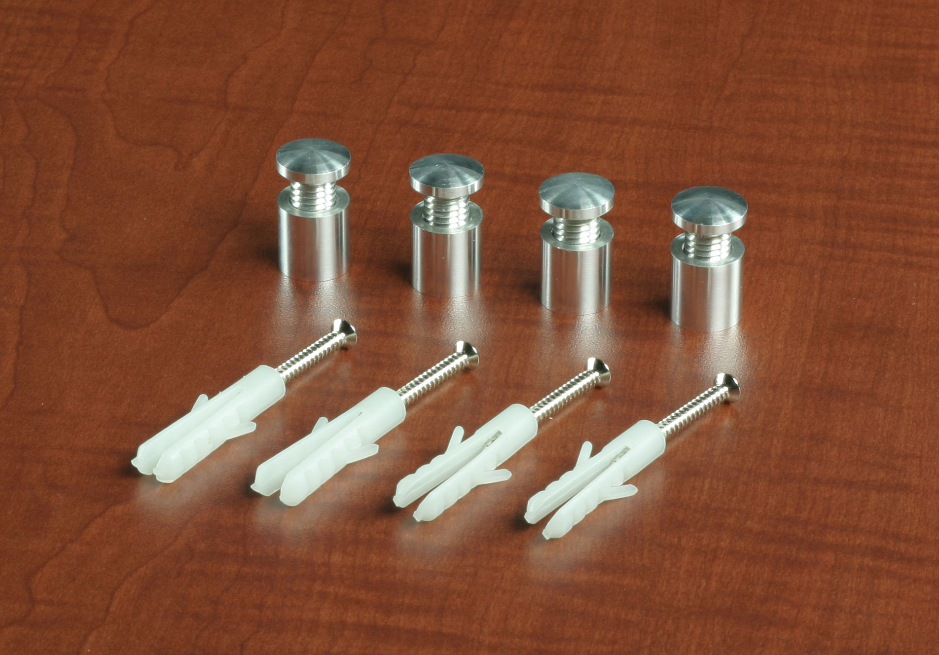 Through Grip Standoffs, Round, Aluminum, Set of 4 - Silver - Image 2