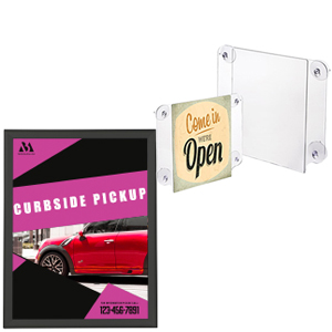 Wall mounted sign holders for social distancing