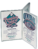 Menu holder with 6 sided design 