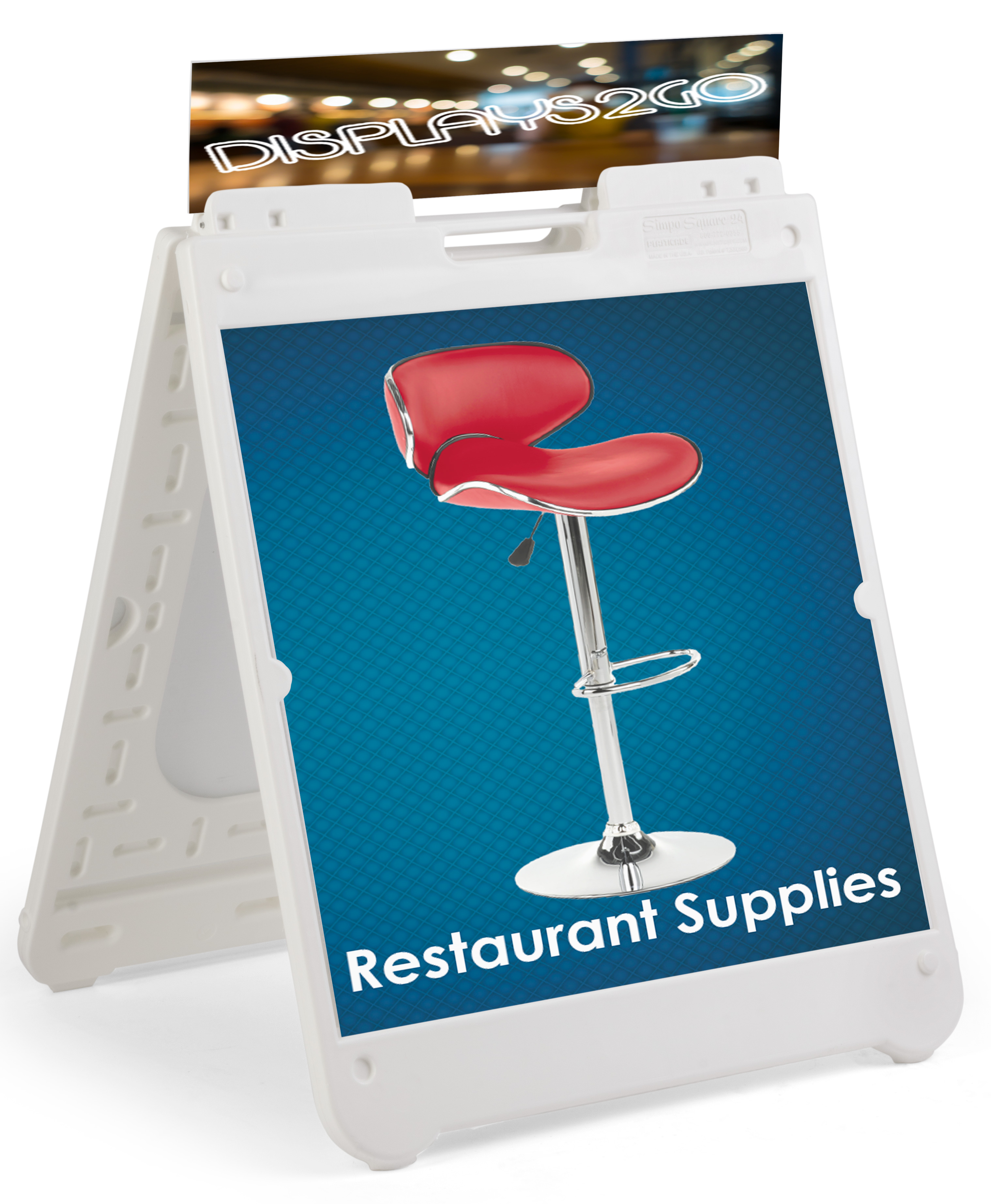 24" x 24" A-Frame Sidewalk Sign Stand, Double Sided, Frame Only - White - Image 2