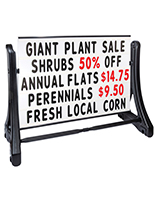 48 x 36 swinging letter sidewalk sign with advertising displays on both sides
