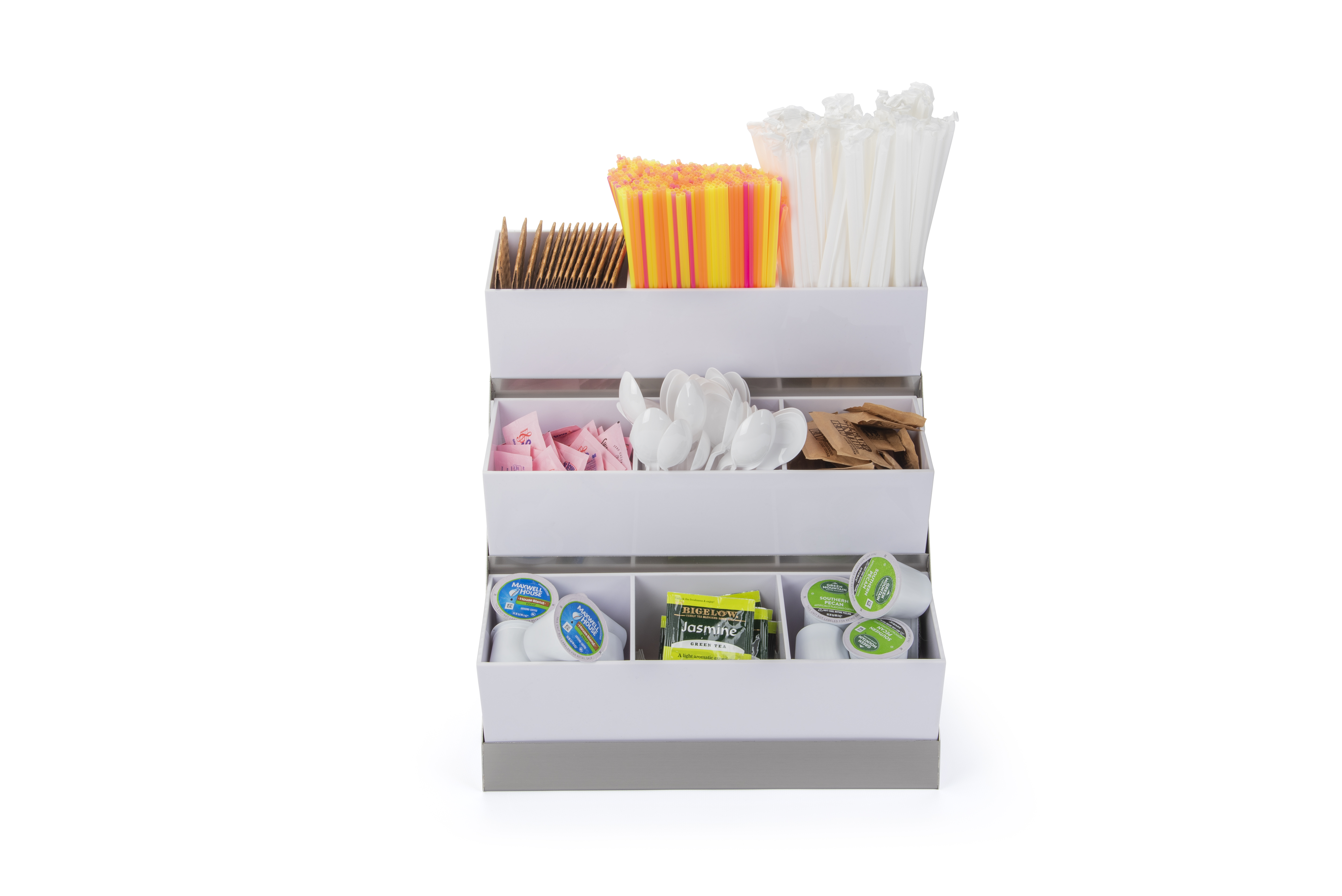 Packet & Condiment Organizer, 9 Compartments, Tabletop - Stainless Steel - Image 3
