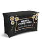 4' black & gold preprinted seasonal stretch event table cover
