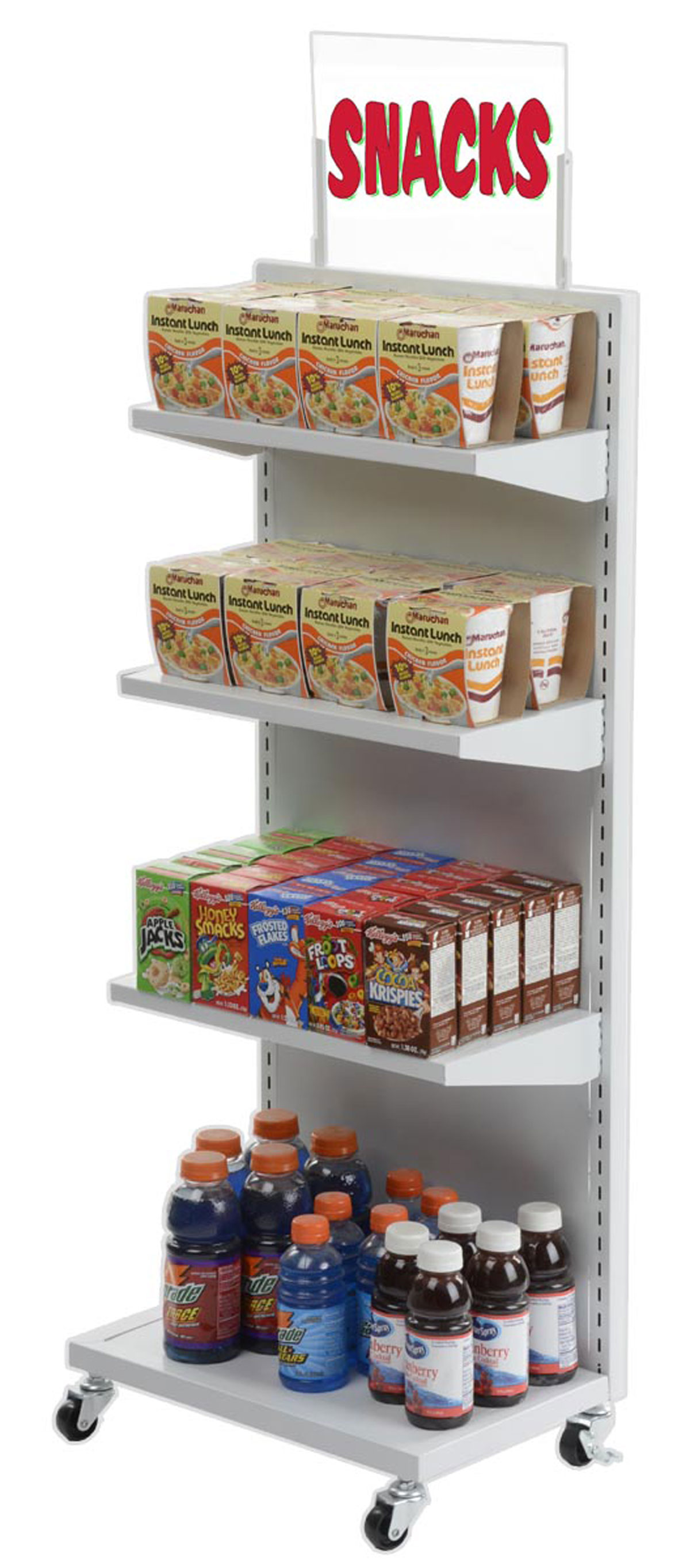 Retail Store Shelving | (3) Shelf Merchandising Stand | White | Displays2Go
