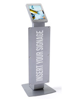 Silver Microsoft Surface floor stand with graphic and dual security locks