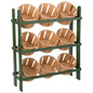 Tiered Wooden Display, Floorstanding, 9 Baskets - Green & Oak - Image 5