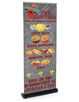 Retractable swap-out banner with custom graphics and black base