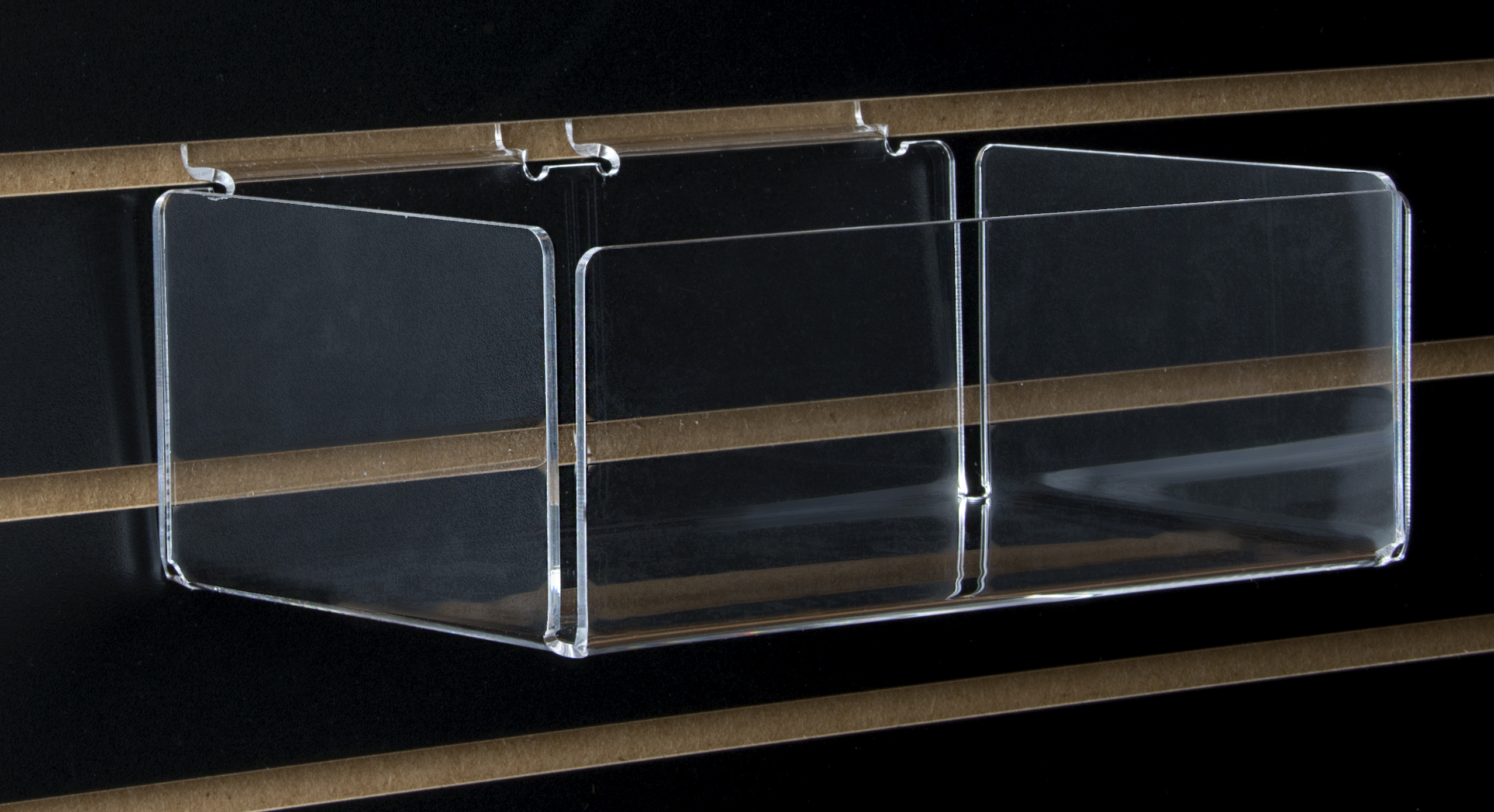 Slatwall 12W Acrylic 3 Compartment Retail Product Storage Bin