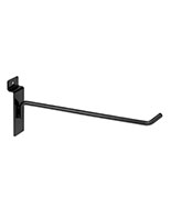 Slatwall hooks with black finish extend out 8 inches