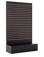 L-shaped slatwall panel display measures 48 inches wide 