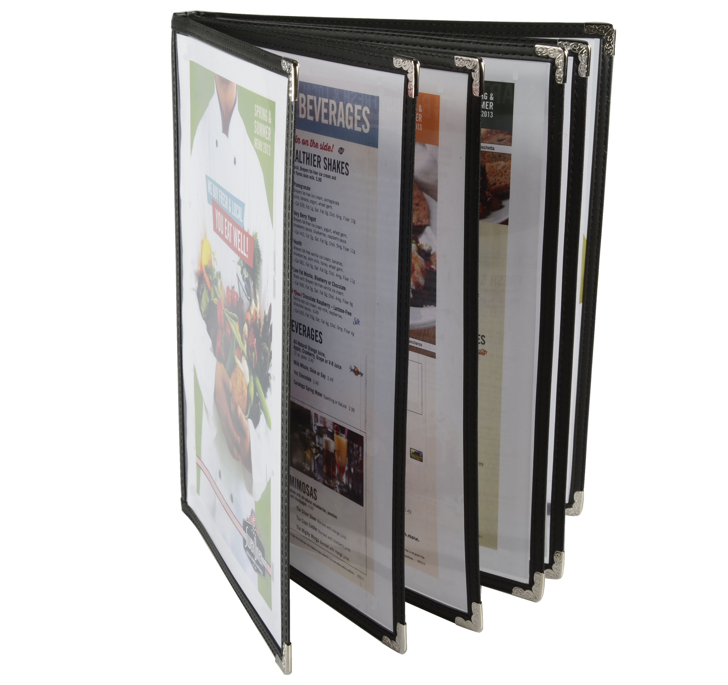 Menu Sleeves | Silver Corner Protectors - (12) Sheet Booklet | Displays2Go