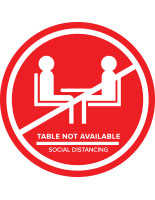 Red social distance table markers for outdoor and indoor tables