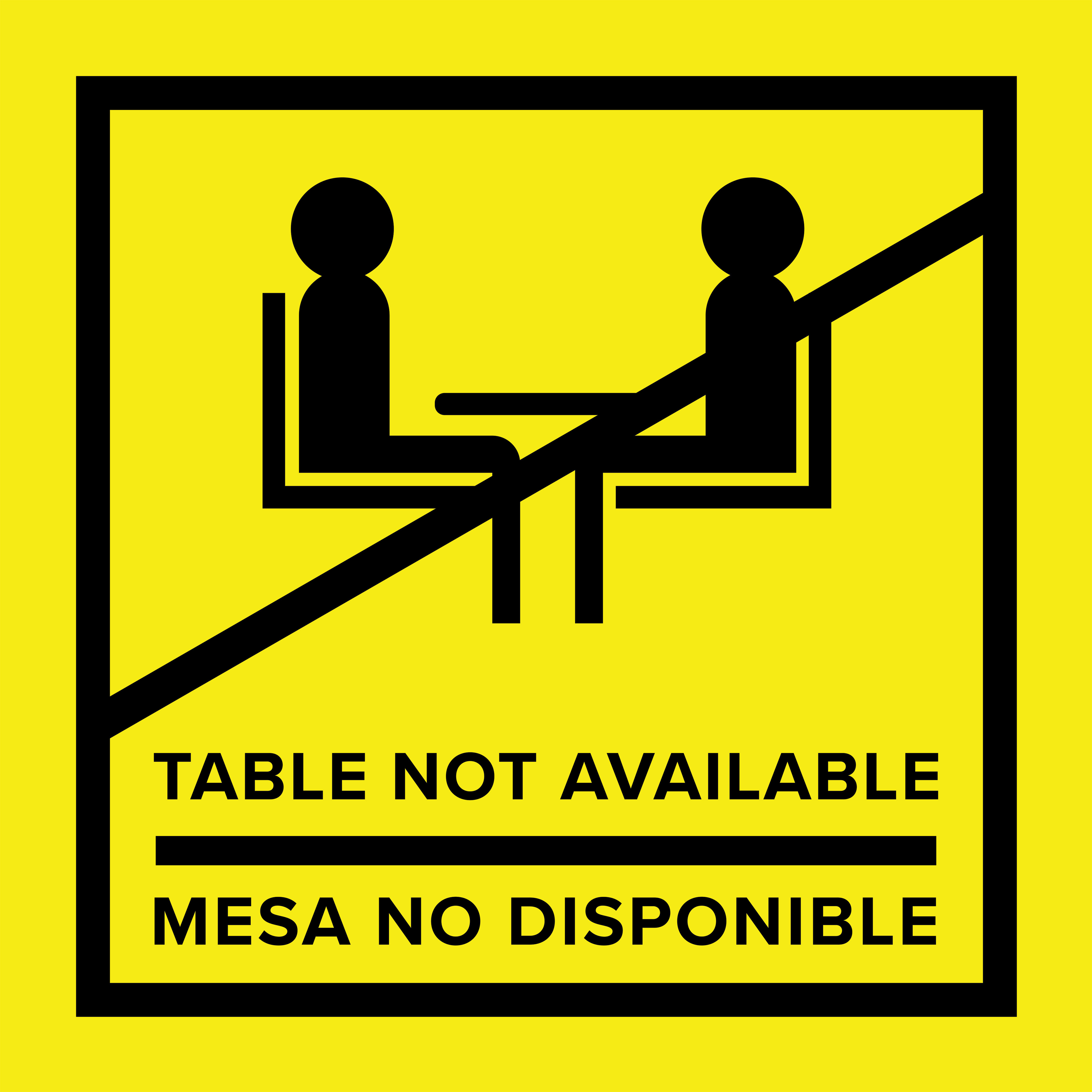 No Seating Bilingual Table Top Sticker | Pre-Printed Graphics | Displays2Go