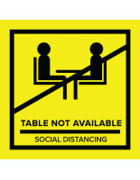 Yellow temporary no seating table sticker