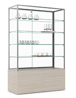 Retail glass display cabinet with tempered glass