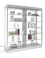 Glass showcase cabinet with top LED lights
